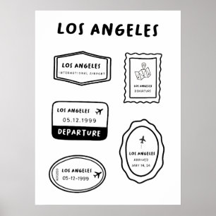 Poster Los Angeles - Travel Stamp Collection   Minimalist
