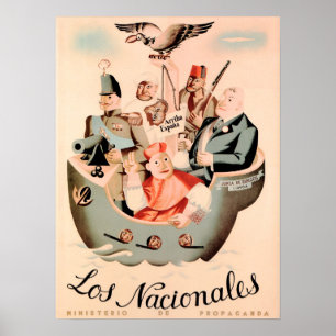 Poster LOS NACIONALES Espagne Guerre civile Propagande du
