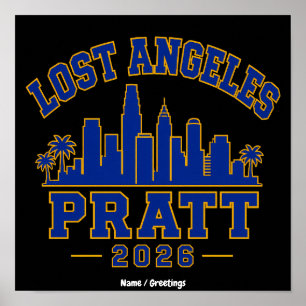 Poster Lost Angeles Pratt 2026 Skyline Varsity Rétro Bleu