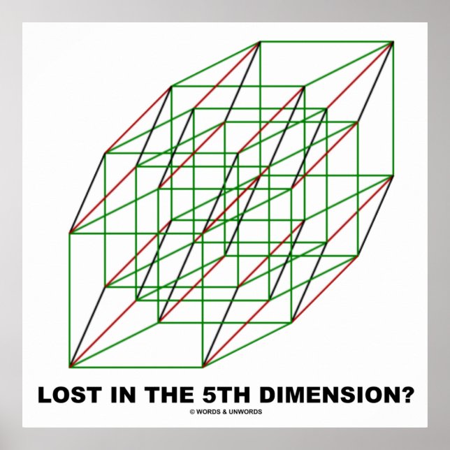 Poster Lost In the Fifth Dimension ? (Géométrie cube humo (Devant)