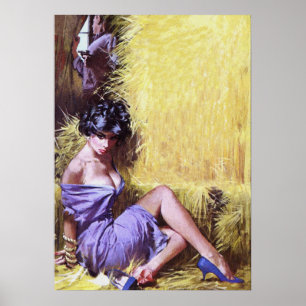 Poster L'otage de l'amour Magazine Vintage Pulp Art de co