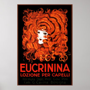 Poster Lotion de cheveux, Italie, Eucrinina publicité Vin
