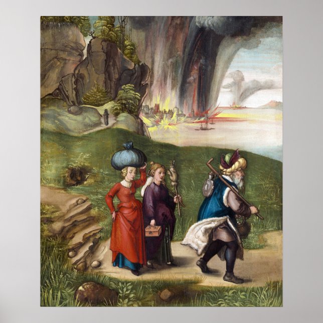 Poster Lot's Escape - Albrecht Durer - c1496 (Devant)