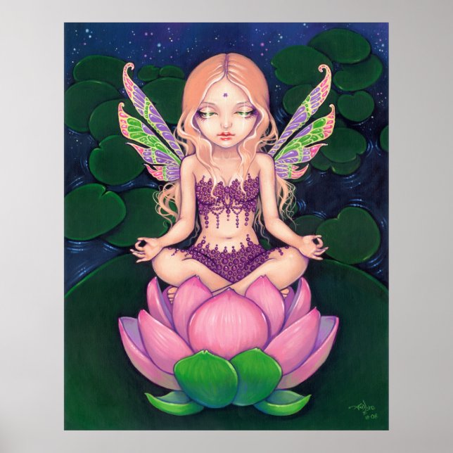 Poster Lotus Fairy yoga fée lily Art Print (Devant)