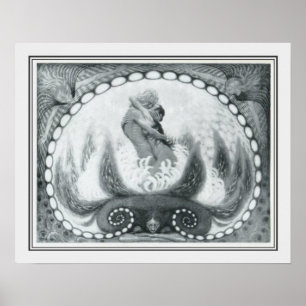 Poster "Lotus Flower" Art Nouveau par Fidus