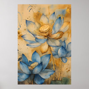 Poster Lotus sacré (Nelumbo nucifera), une plante aquatiq