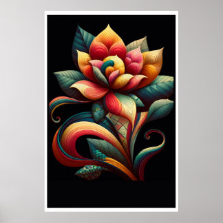 Poster Lotus Vibrant : Un Design Floral Whimsical