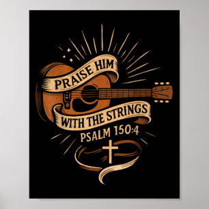 Poster Louez-Le Avec Les Cordes Jésus Guitare Acoustique