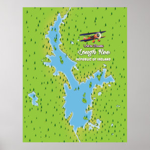 Poster Lough Ree République d'Irlande Carte, lough irland