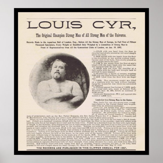 Poster Louis CYR Homme le plus fort de l'Univers vers 189 (Devant)