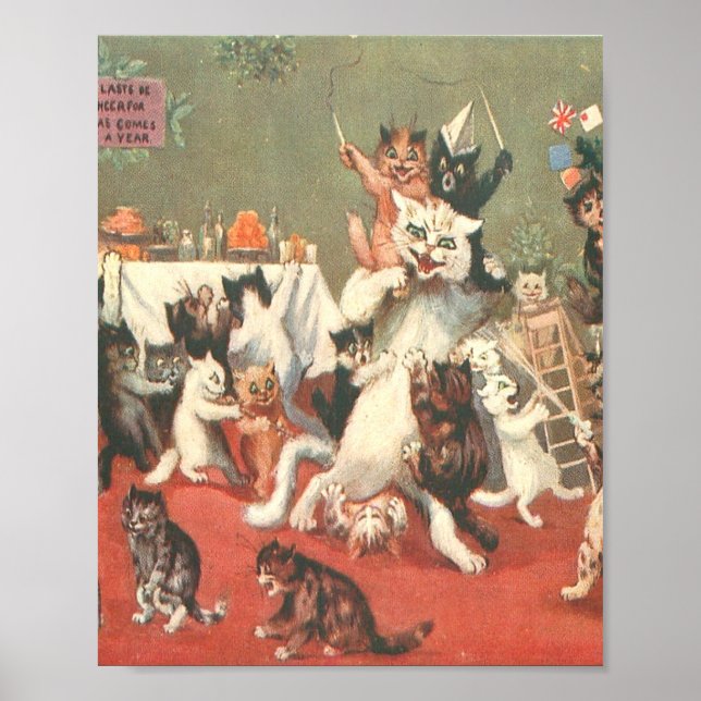 Poster Louis Wain Christmas Party (Devant)