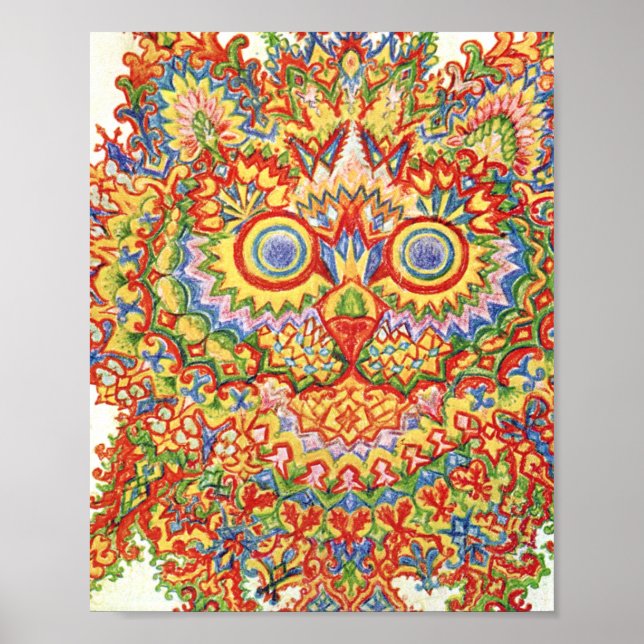 Poster Louis Wain Psychedelic Chat Coloré (Devant)
