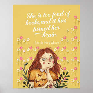 Poster Louisa May Alcobook Lover Floral Art Print