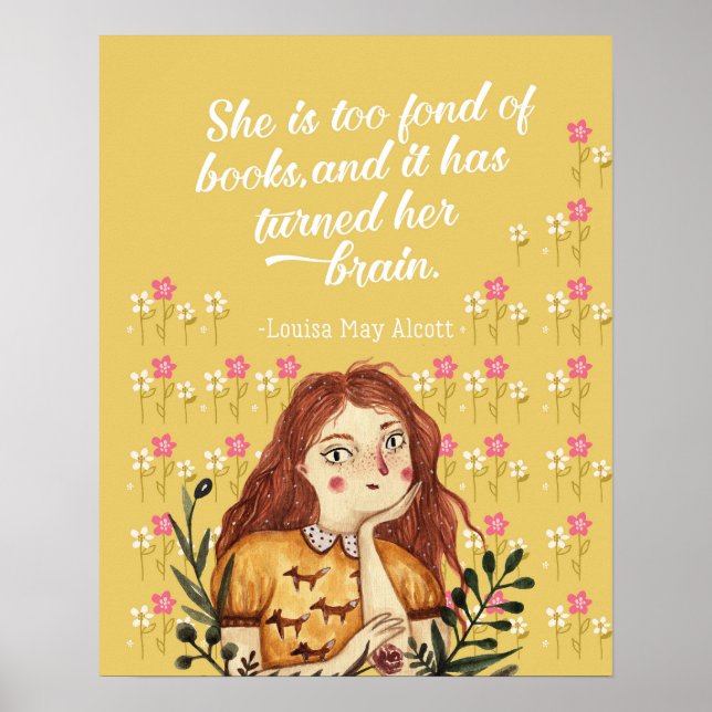Poster Louisa May Alcobook Lover Floral Art Print (Devant)