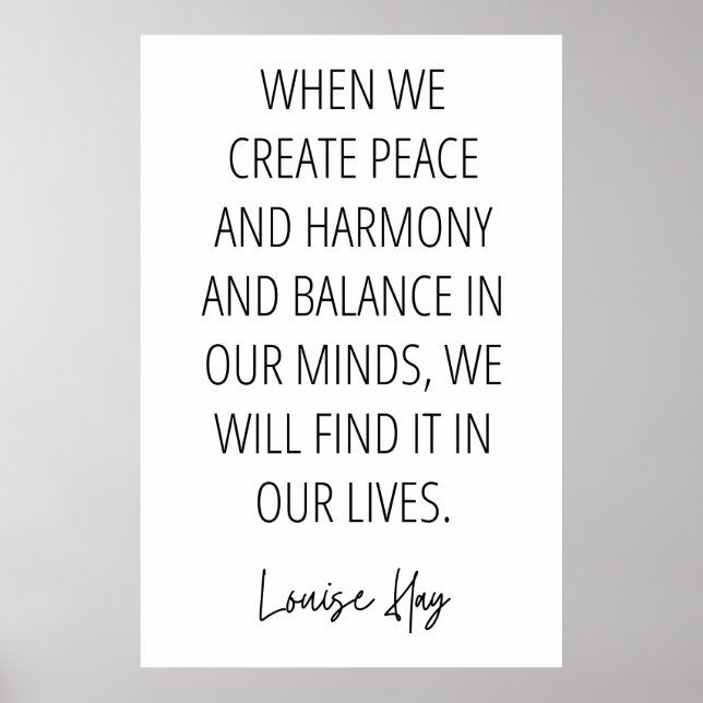 Poster Louise Hay Citation sur la paix et l'harmonie (Devant)