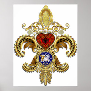 Poster Louisiana Fleur De Lis Avec Ombre