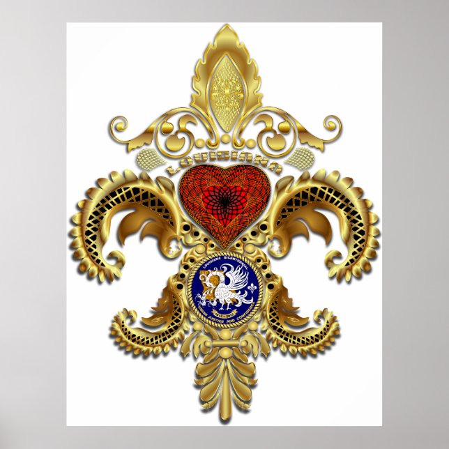 Poster Louisiana Fleur De Lis Avec Ombre (Devant)