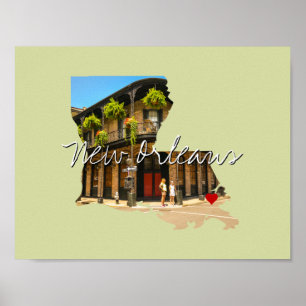 Poster Louisiana State Photo insert and town name