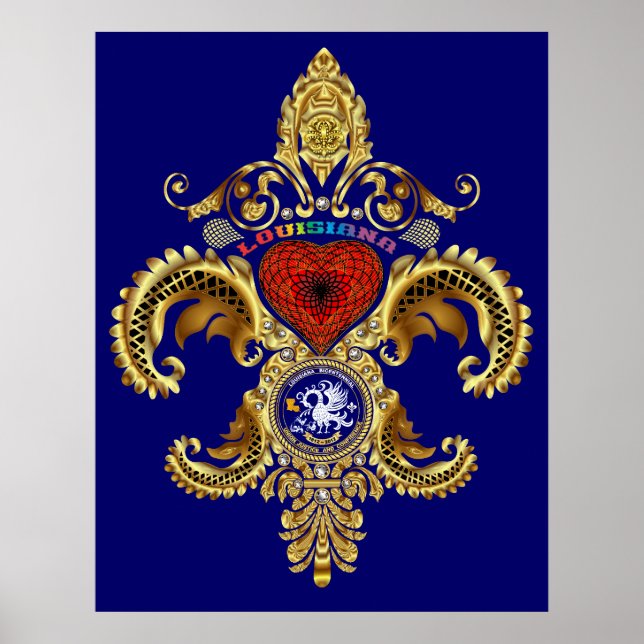 Poster Louisiane Fleur De Lis Bicentennial (Devant)