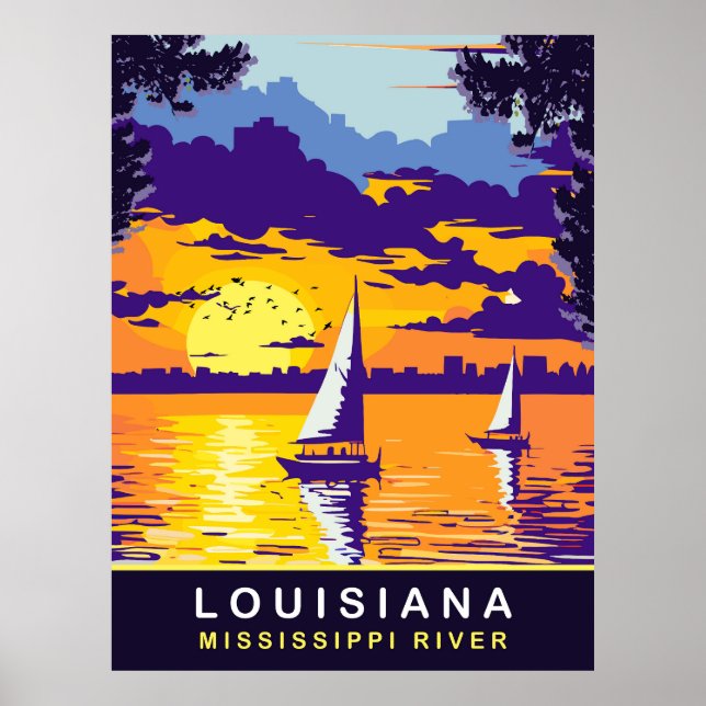Poster Louisiane, Mississippi River, Voyage (Devant)