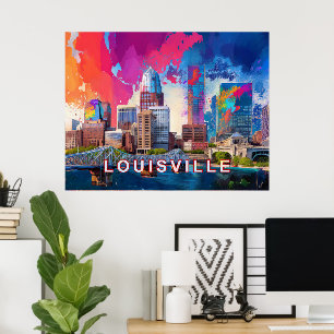 Poster Louisville Colorful Skyline Abstrait Art