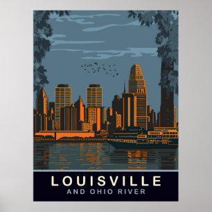 Poster Louisville Skyline, rivière Ohio, Voyage