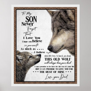 Poster Loup à mon fils n'oubliez jamais l'amour votre cad