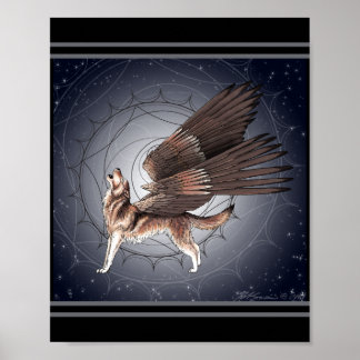 Poster Loup ailé mystique