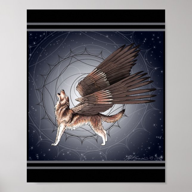 Poster Loup ailé mystique (Devant)