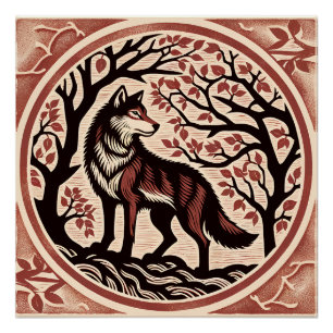 Poster Loup amoureux art nature amour Loups