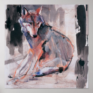 Poster Loup assis 2000