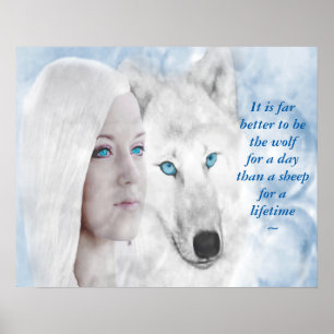 Poster Loup blanc neigeux Lady Blue Eyes