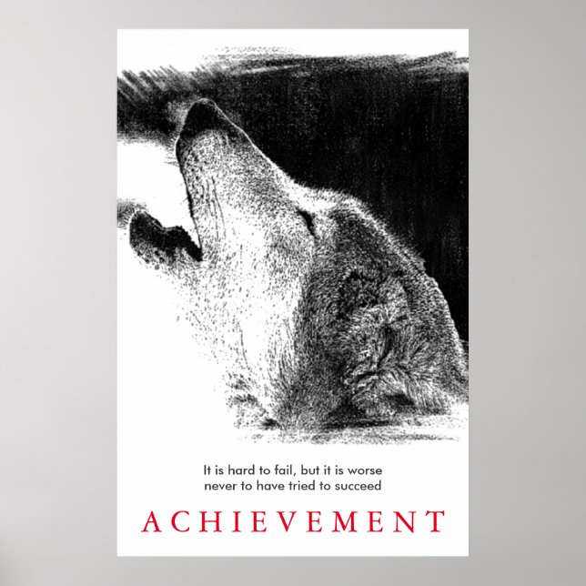 Poster Loup blanc noir Motivation unique (Devant)