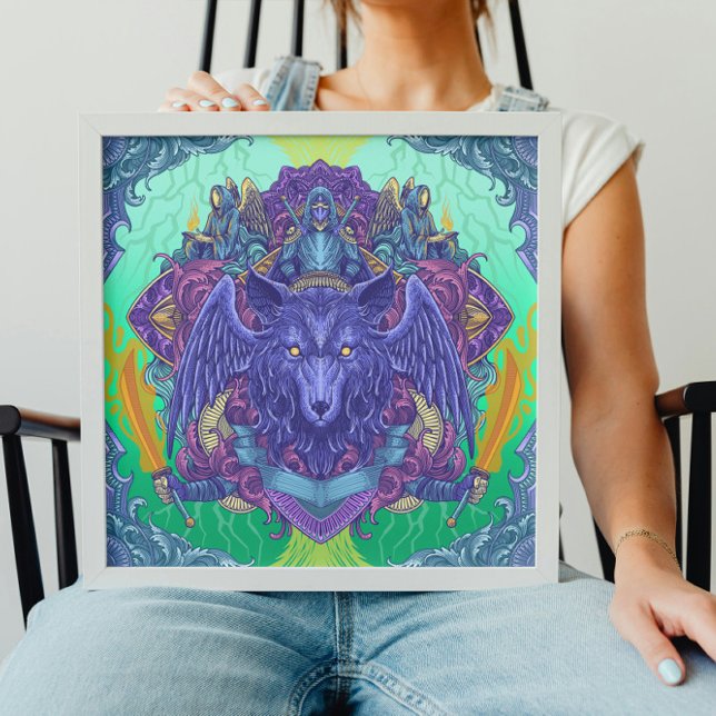 Poster Loup céleste psychédélique (Créateur téléchargé)