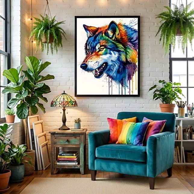 Poster Loup Coloré  (Créateur téléchargé)