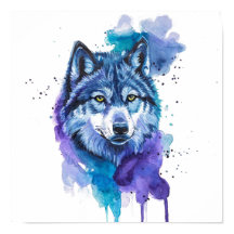 Loup Coloré Art Aquarelle - Art de l'Animal Spirit