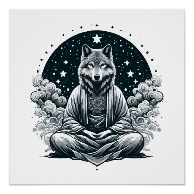 Poster Loup conscient (Devant)