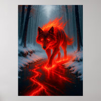 Loup de feu dans l'Imaginaire de neige Esprit anim