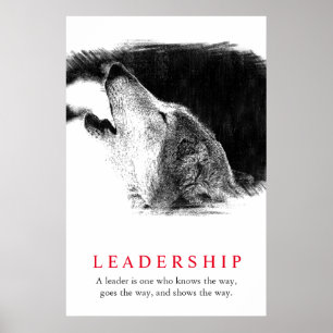 Poster Loup de leadership inspiré noir blanc