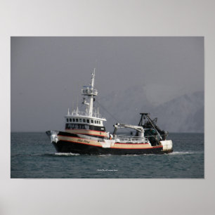 Poster Loup de mer, chalutier de pêche dans havre néerlan