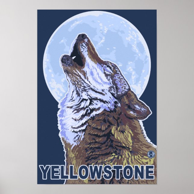 Poster Loup de YellowstoneHowling (Devant)