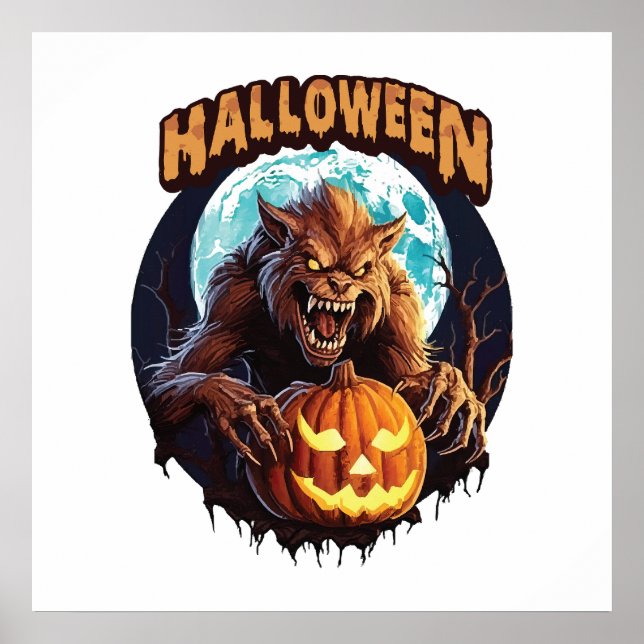 Poster Loup-garou d'Halloween (Devant)