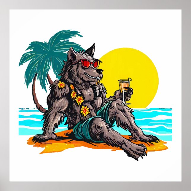 Poster loup-garou en vacances (Devant)