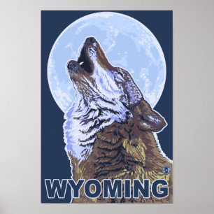 Poster Loup gris HowlingWyoming