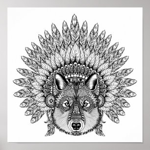 Poster Loup inspiré dans le capot fait varier le pas 2 de