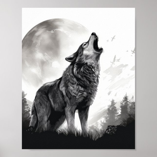 Poster Loup majestueux hurling à l'affiche de la Pleine l (Devant)