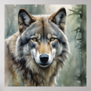 Poster Loup solitaire Motivation Art Inspirationnel