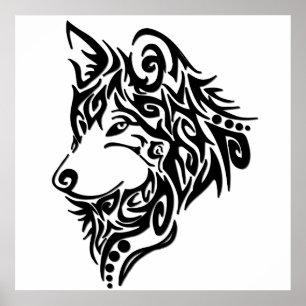 Poster Loup tribal