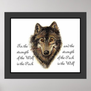 Poster Loups, Aquarelle Wolf & Pack Citation, Nature