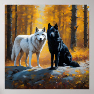 Poster Loups blancs noirs